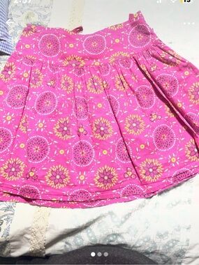 Mini Boden Pink Floral Circle-Print Skater Skirt